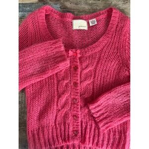 Anthropologie Guinevere Mohair Open Knit ButtonUp Cardigan Sweater Size M